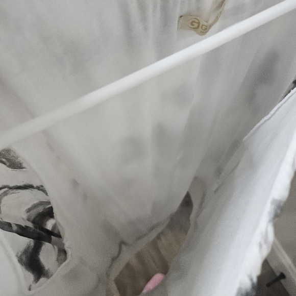 Giusy Flowy Grey White Tie-Dyeish Drop Shoulder Dolman Sleeve Silk Blouse Top L - Picture 6 of 6